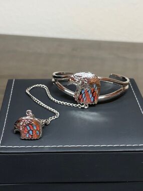 Native Style Eagle Head Slave Bracelet & Ring
